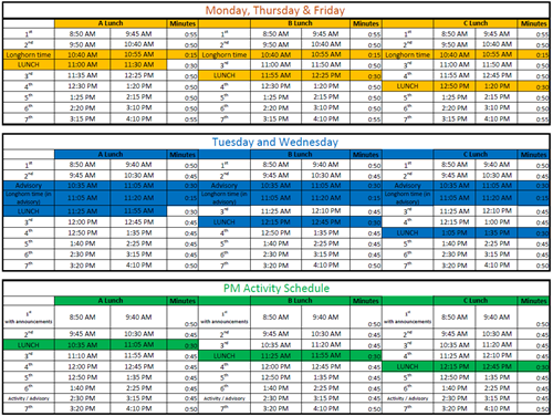  Bell Schedule